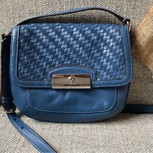 ❌sold❌Coach Kristen Blue Woven Leather Crossbody Shoulder Bag Purse NWOT